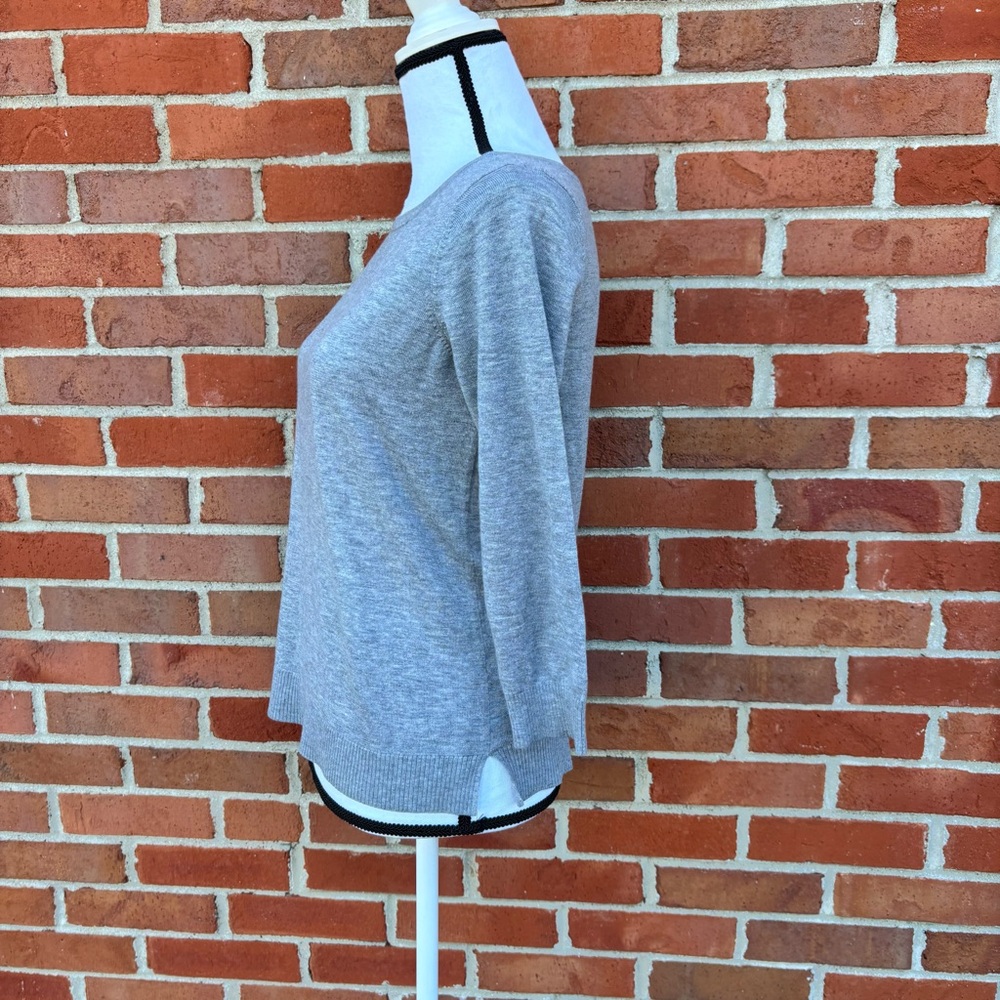 Loft Wool Blend Soft Gray Thin Knit Button Back P… - image 3